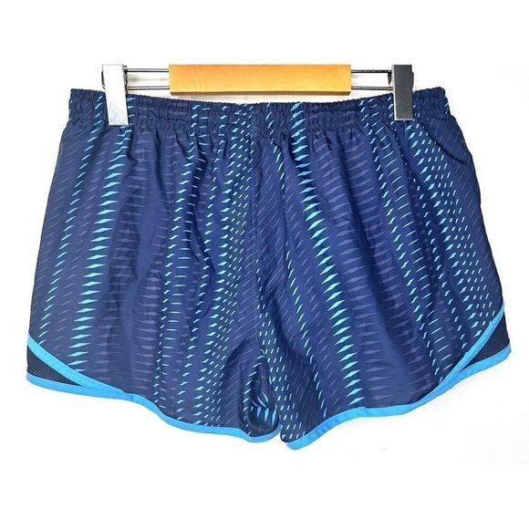 Under Armour Running Shorts Women M Heat Gear Blue Fitted Training Gym Lined - Picture 2 of 6